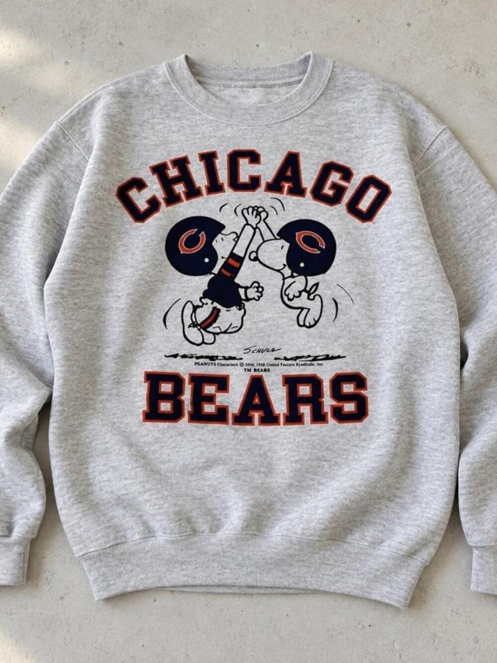 Vintage Chicago Bears Peanuts Snoopy Graphic Sweatshirt Ash Grey